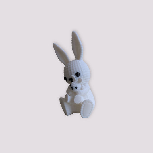 Mama & Baby Bunny Figurine – 3D Printed Home Decor