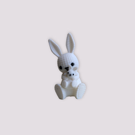 Mama & Baby Bunny Figurine – 3D Printed Home Decor